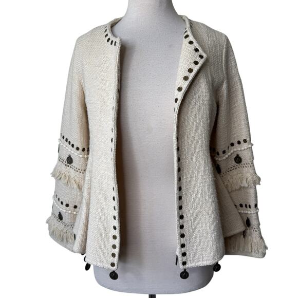 Spell & the Gypsy Collective Alphie Open Front Peplum Blazer Small - Picture 3 of 13